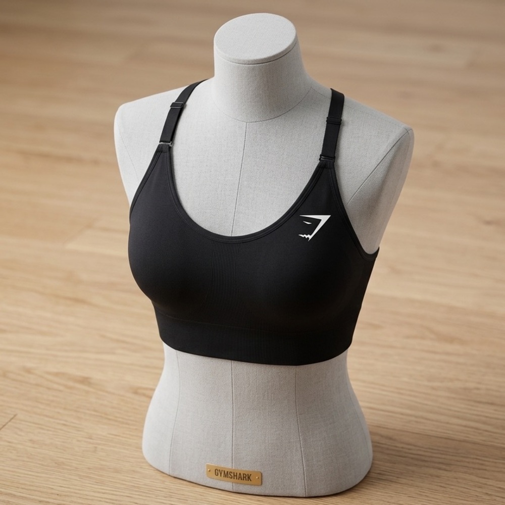 Gymshark Black Seamless Adjustable-Strap Sports Bra